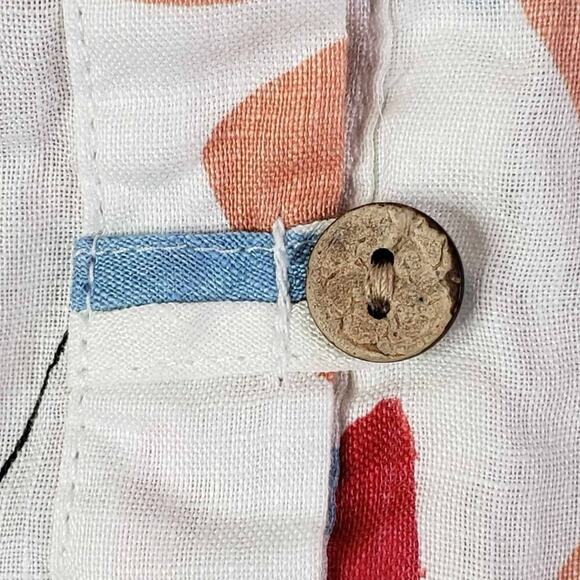 Cynthia Rowley Tunic Shirt Popover Womens 2X White Linen Button LS Tropical - Picture 4 of 9